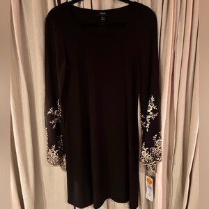 MSK Black Dress with Gold Detailing- Size M